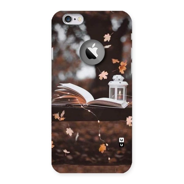 Book and Fall Leaves Back Case for iPhone 6 Logo Cut