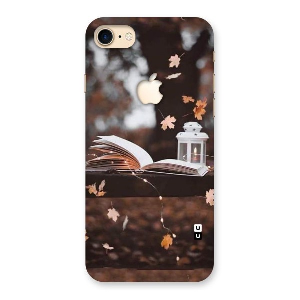 Book and Fall Leaves Back Case for iPhone 7 Apple Cut