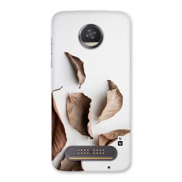 Brown Dusty Leaves Back Case for Moto Z2 Play