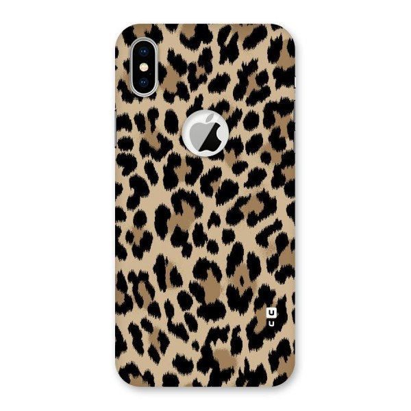 Brown Leapord Print Back Case for iPhone X Logo Cut