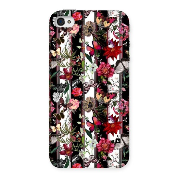 Butterfly Flowers Back Case for iPhone 4 4s