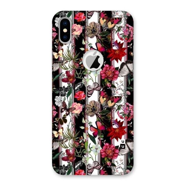 Butterfly Flowers Back Case for iPhone XS Logo Cut
