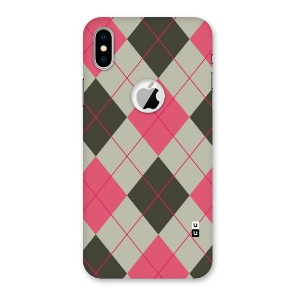 Check And Lines Back Case for iPhone XS Logo Cut