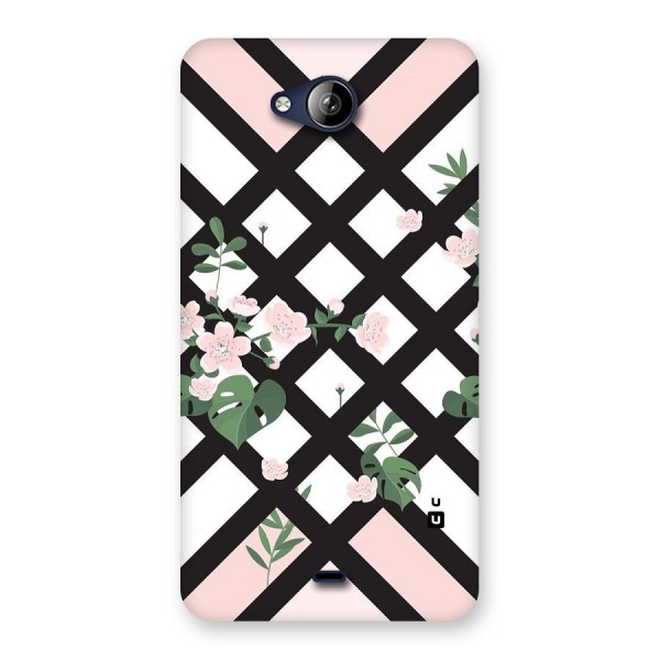 Check Floral Stripes Back Case for Canvas Play Q355