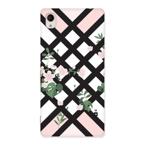 Check Floral Stripes Back Case for Sony Xperia M4