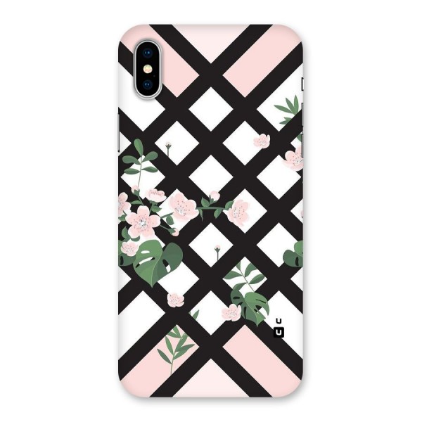 Check Floral Stripes Back Case for iPhone X