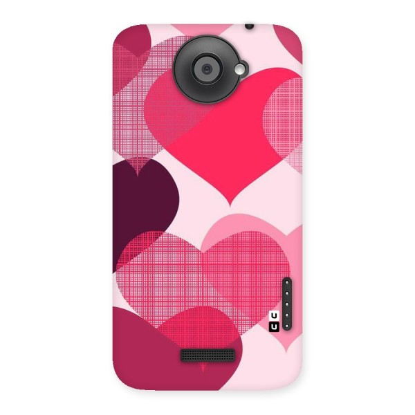 Check Pink Hearts Back Case for HTC One X