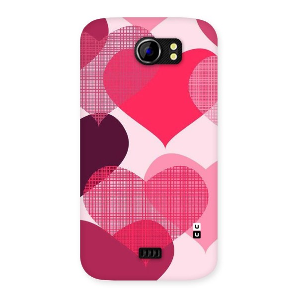 Check Pink Hearts Back Case for Micromax Canvas 2 A110