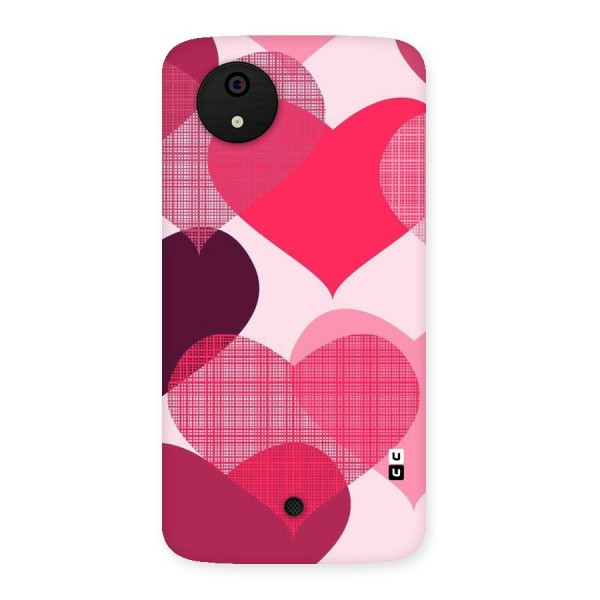 Check Pink Hearts Back Case for Micromax Canvas A1
