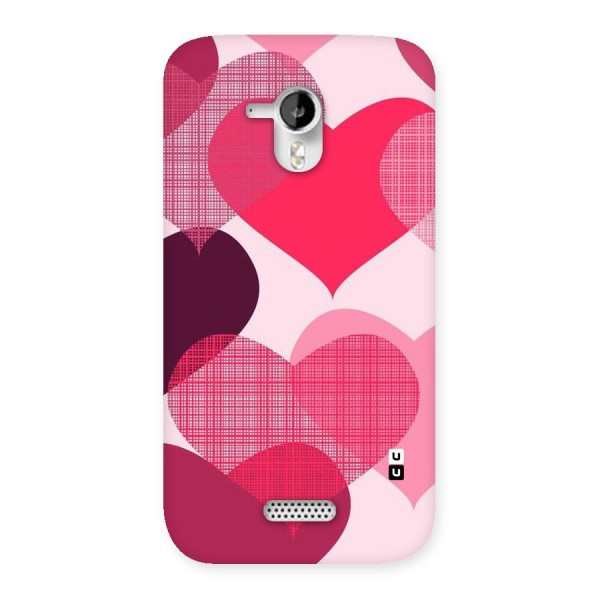 Check Pink Hearts Back Case for Micromax Canvas HD A116