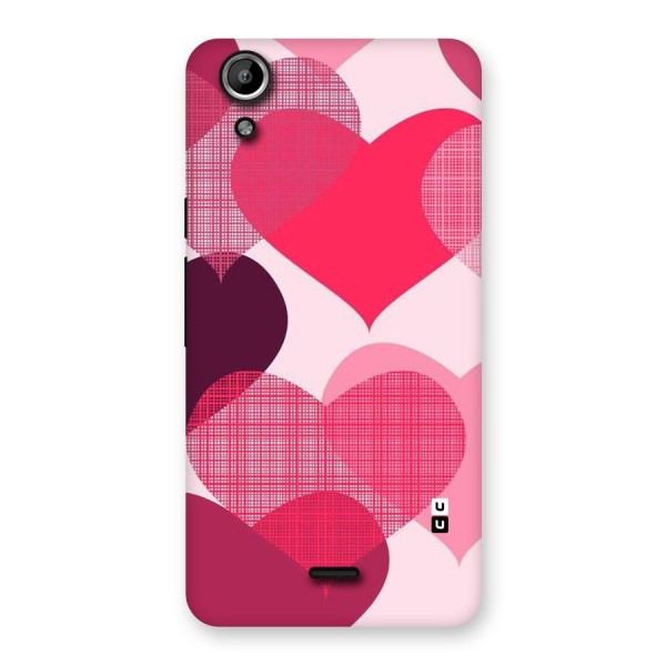 Check Pink Hearts Back Case for Micromax Canvas Selfie Lens Q345