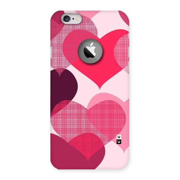 Check Pink Hearts Back Case for iPhone 6 Logo Cut