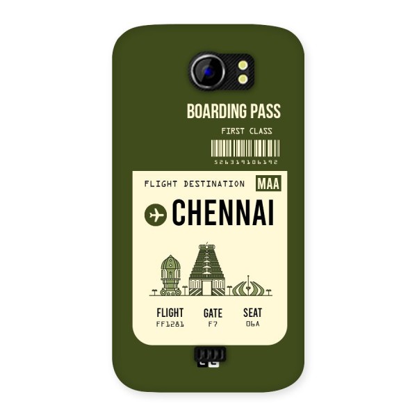 Chennai Boarding Pass Back Case for Micromax Canvas 2 A110