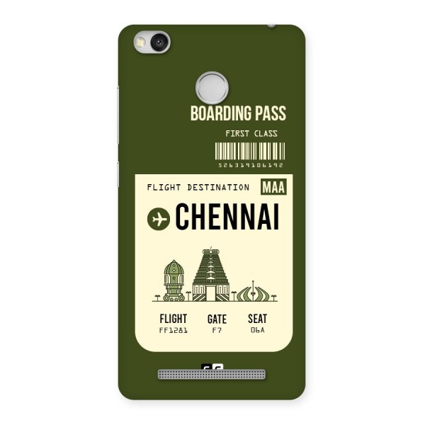 Chennai Boarding Pass Back Case for Redmi 3S Prime