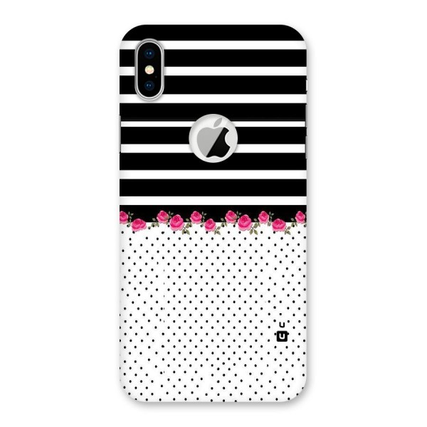 Classic Polka Stripes Back Case for iPhone X Logo Cut