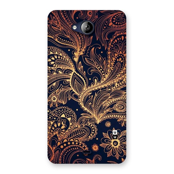 Classy Golden Leafy Design Back Case for Canvas Play Q355
