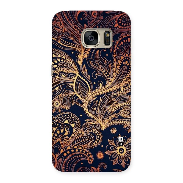 Classy Golden Leafy Design Back Case for Galaxy S7