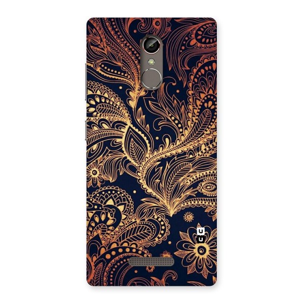 Classy Golden Leafy Design Back Case for Gionee S6s