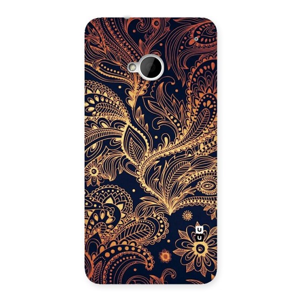 Classy Golden Leafy Design Back Case for HTC One M7