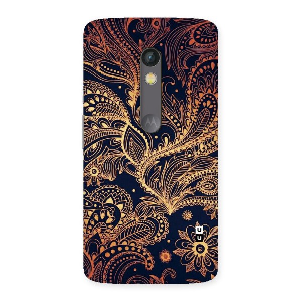 Classy Golden Leafy Design Back Case for Moto X Play