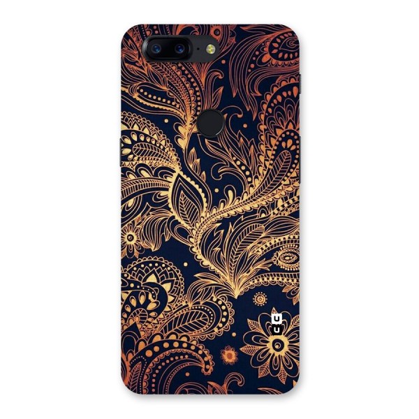 Classy Golden Leafy Design Back Case for OnePlus 5T