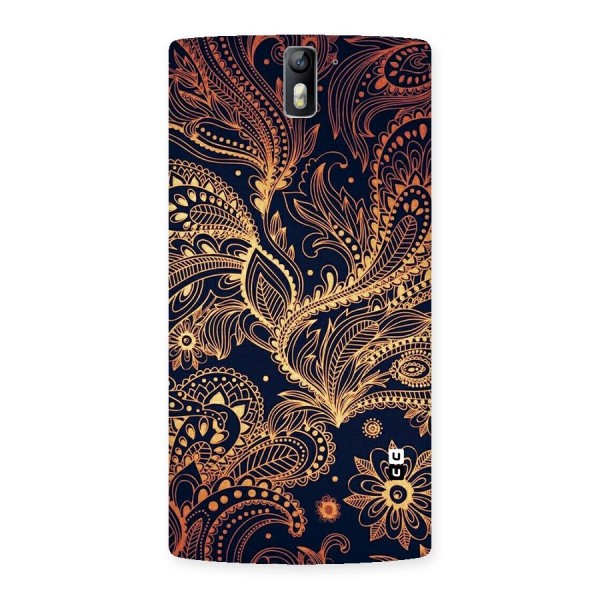 Classy Golden Leafy Design Back Case for One Plus One