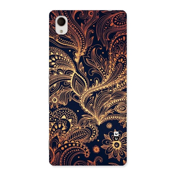 Classy Golden Leafy Design Back Case for Sony Xperia M4
