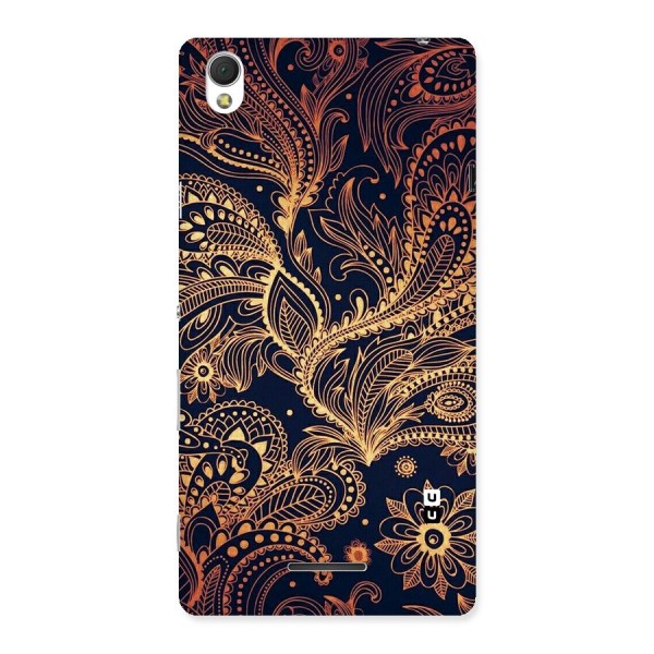 Classy Golden Leafy Design Back Case for Sony Xperia T3