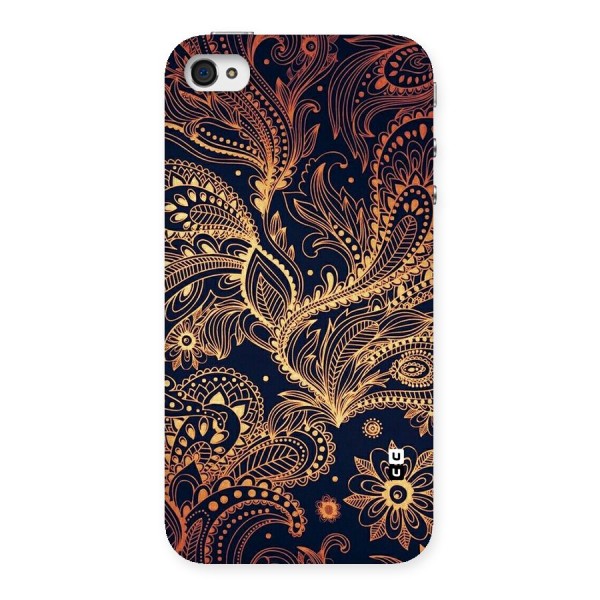 Classy Golden Leafy Design Back Case for iPhone 4 4s