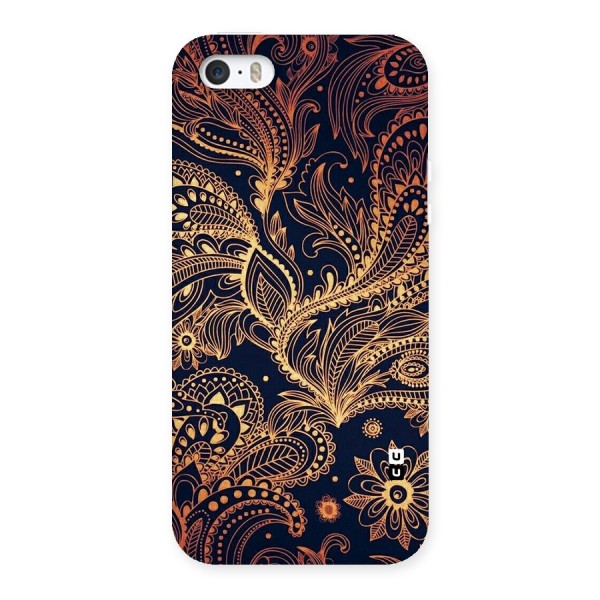 Classy Golden Leafy Design Back Case for iPhone SE