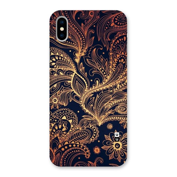 Classy Golden Leafy Design Back Case for iPhone X