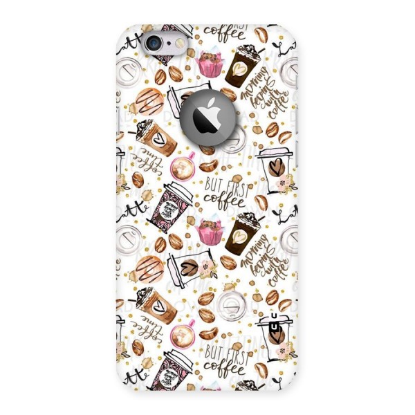 Coffee Pattern Back Case for iPhone 6 Logo Cut