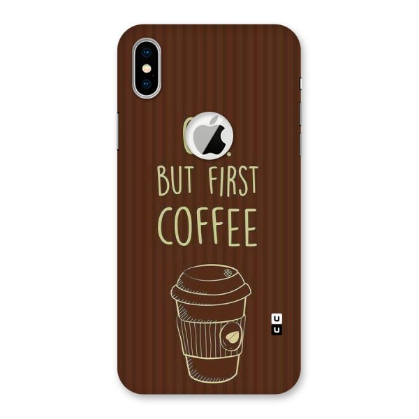 Coffee Stripes Back Case for iPhone XS Logo Cut