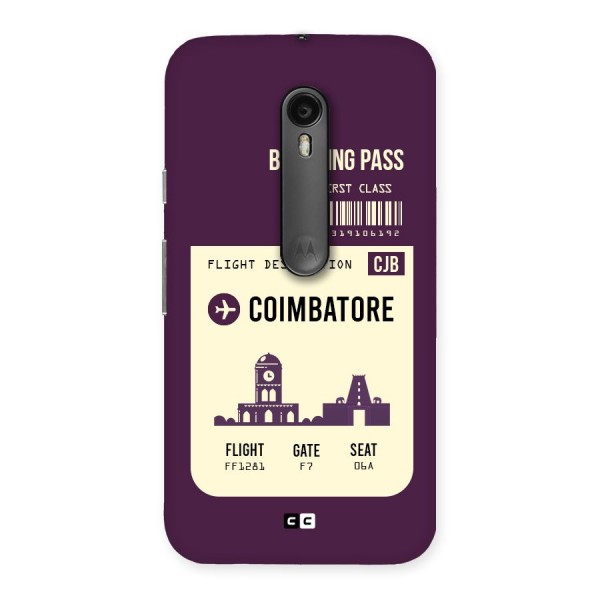Coimbatore Boarding Pass Back Case for Moto G3