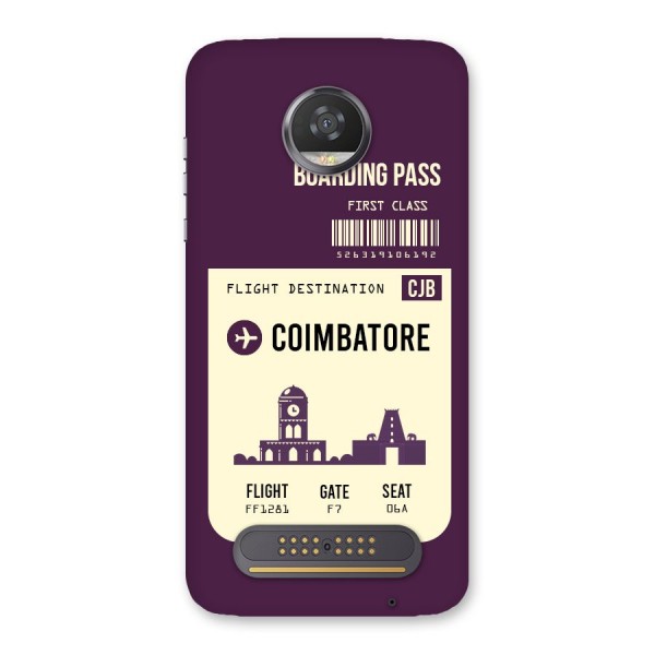 Coimbatore Boarding Pass Back Case for Moto Z2 Play