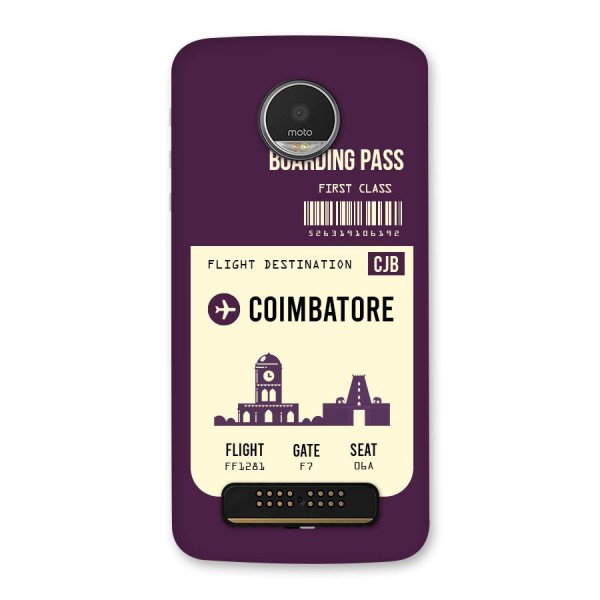Coimbatore Boarding Pass Back Case for Moto Z Play