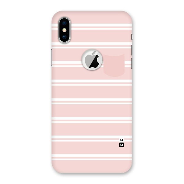 Cute Pocket Striped Back Case for iPhone XS Logo Cut