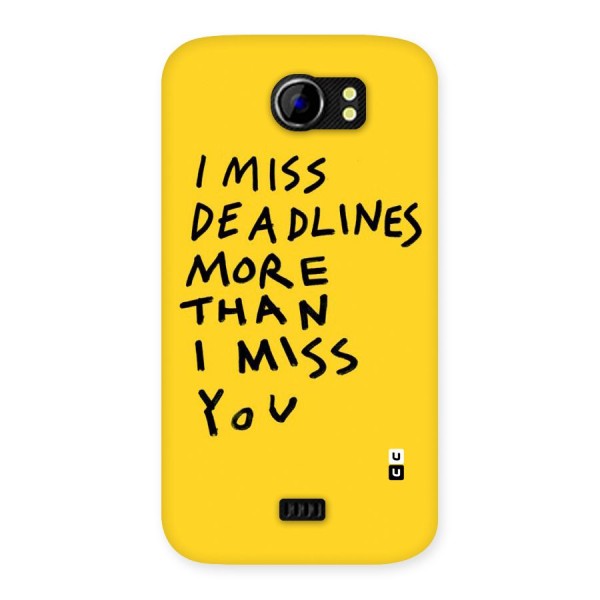 Deadlines Back Case for Micromax Canvas 2 A110