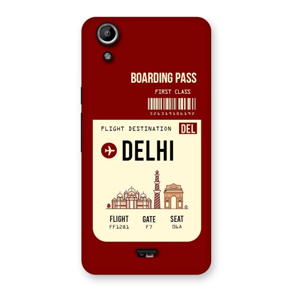 Delhi Boarding Pass Back Case for Micromax Canvas Selfie Lens Q345