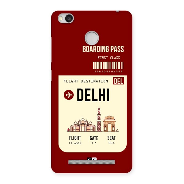 Delhi Boarding Pass Back Case for Redmi 3S Prime