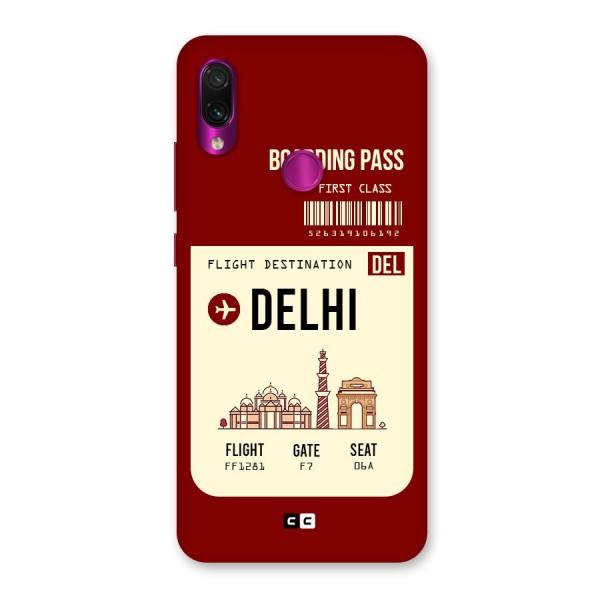 Delhi Boarding Pass Back Case for Redmi Note 7 Pro