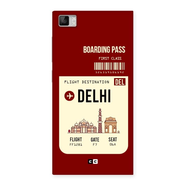Delhi Boarding Pass Back Case for Xiaomi Mi3