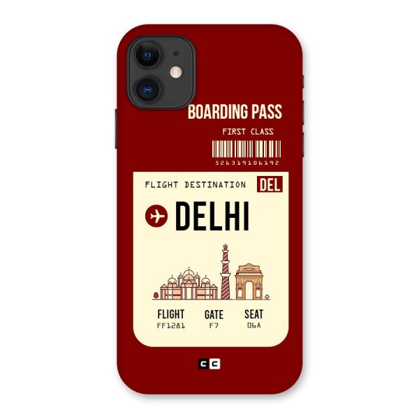 Delhi Boarding Pass Back Case for iPhone 11
