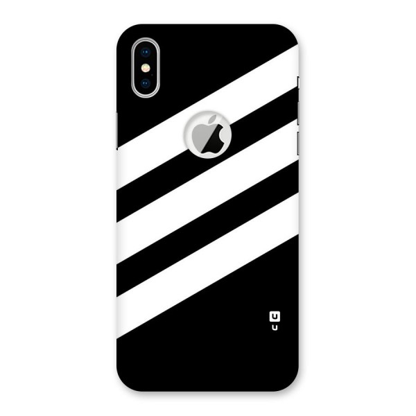 Diagonal Classic Stripes Back Case for iPhone X Logo Cut