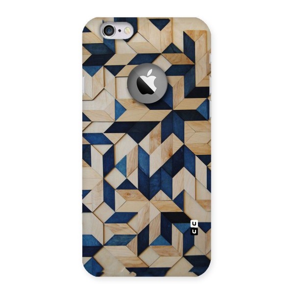 Disorted Wood Blue Back Case for iPhone 6 Logo Cut