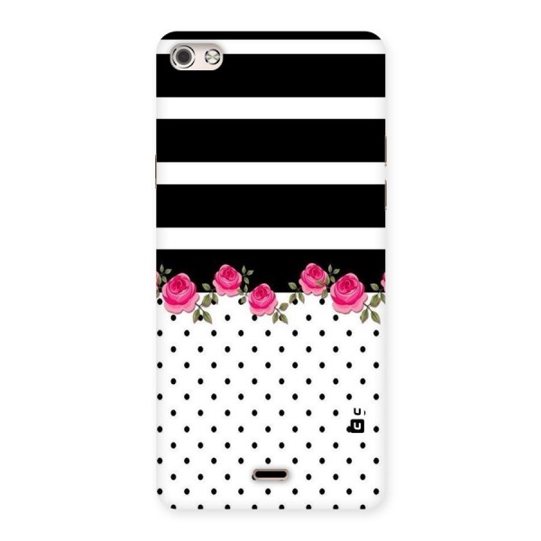 Dots Roses Stripes Back Case for Micromax Canvas Silver 5