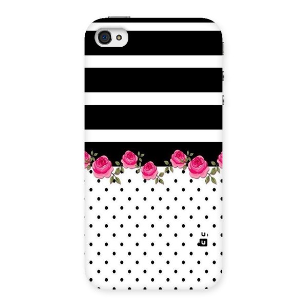 Dots Roses Stripes Back Case for iPhone 4 4s