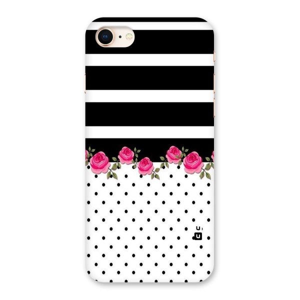 Dots Roses Stripes Back Case for iPhone 8