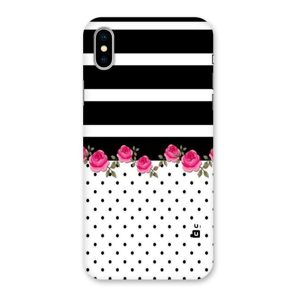 Dots Roses Stripes Back Case for iPhone XS