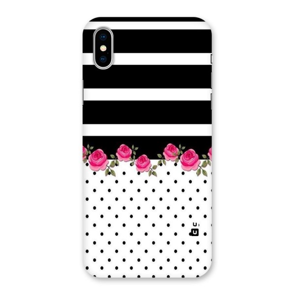 Dots Roses Stripes Back Case for iPhone XS